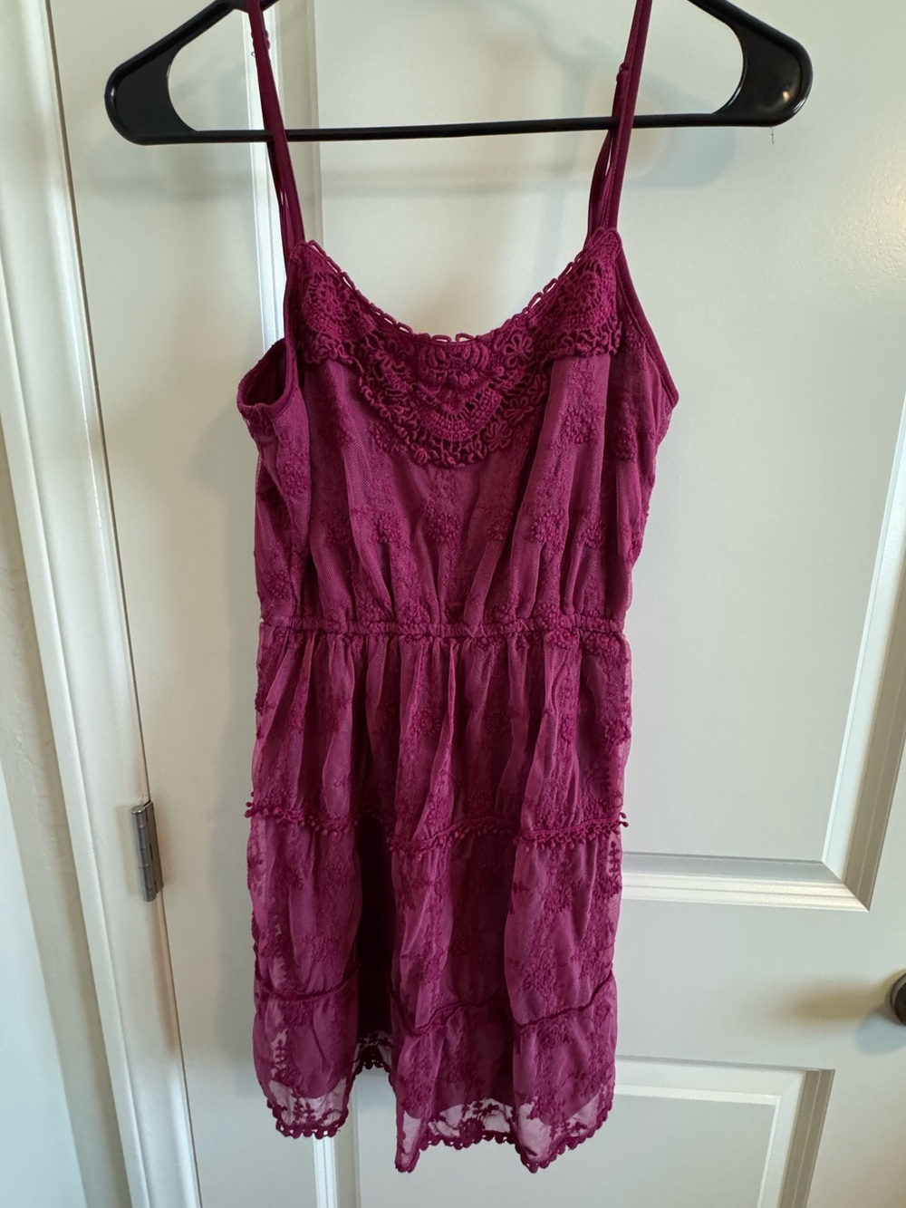 Whimsigoth Berry-Tone Lace Tank Dress